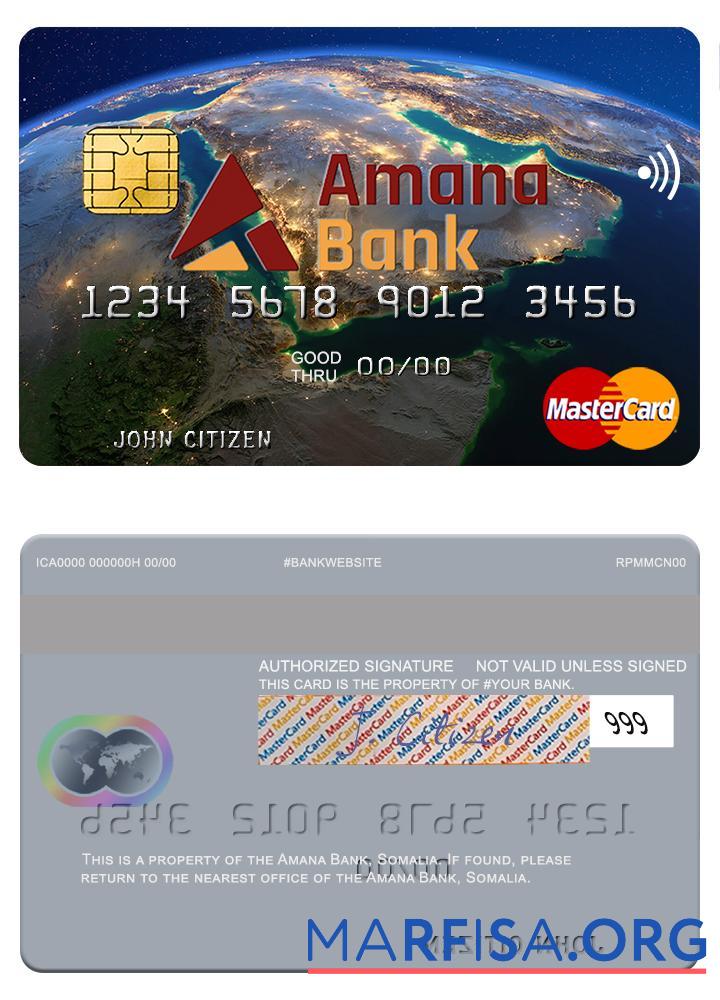 Downloadable Somalia Amana Bank mastercard template
